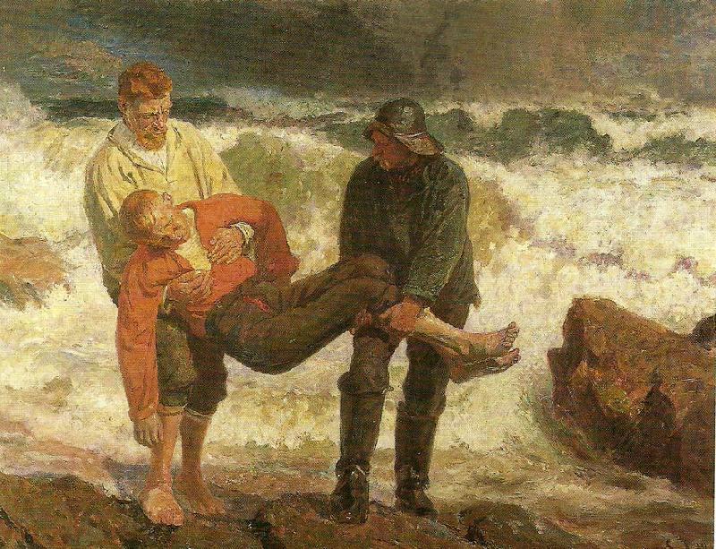 Laurits Tuxen den druknede bringes i land